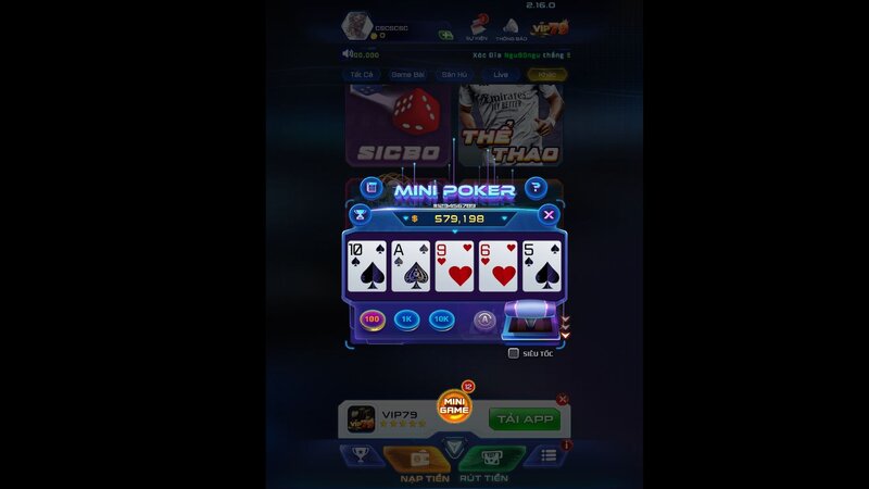 Game Mini Poker VIP79 siêu hấp dẫn